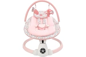 UUOEEBB Baby Swing for Infants, Electric Baby Swing with Bluetooth, Portable Infant Swing with 5 Speeds, 10 Lullabies, 5-Point Harness & Remote Control, for Newborns Infants Indoor Outdoor Use (Pink)