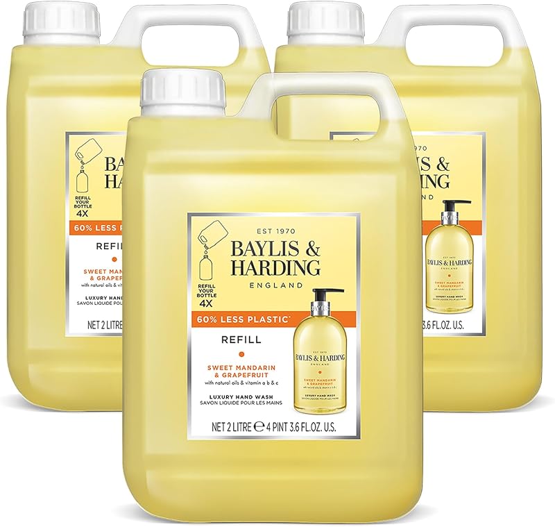 Baylis & Harding Sweet Mandarin Grapefruit Hand Wash 2L Refill Pack of 3