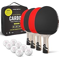 PRO SPIN Ping Pong Paddle - Premium Table Tennis Racket with Carbon Fibre, Professional Level Rubber, 2.0mm Sponge, 7-Ply Bla
