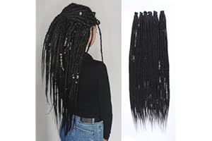 Leeven Thin 24 Inch Dreadlock Extensions 40 Strands Natural Black Soft Hippie SE Dreads 0.6 cm Width Synthetic Loc Extensions Handmade Reggae Style Crochet Braiding Hair for Women and Men