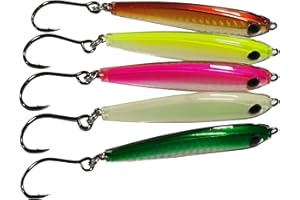 Kmucutie 5 Pieces Epoxy Resin Fishing Jig Lure Great for Inshore and Offshore Game Fish,Artificial Lures for Grouper,Dogtooth,Bass Salmon