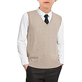 Boys Sweater Vest Kids Solid School Uniform Sleeveless Knit Sweaters Tops 5-14 Years