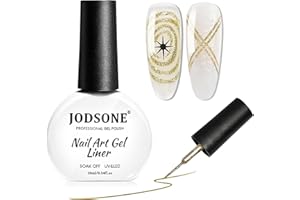 JODSONE Glitter Gold Swirl Nail Art Liner Gel Polish,10ml Classic Color 3D Nail Art Pens Effect Nail Print Design with Thin Brush for French Tips Manicure Painting DIY at Home - LX01
