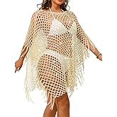 Kaei&Shi Sexy Hollow Out Beach Coverups,Crochet Fringe Knit Swimsuit Cover Up,Pool Swimwear Dress for Women Fit 0-14