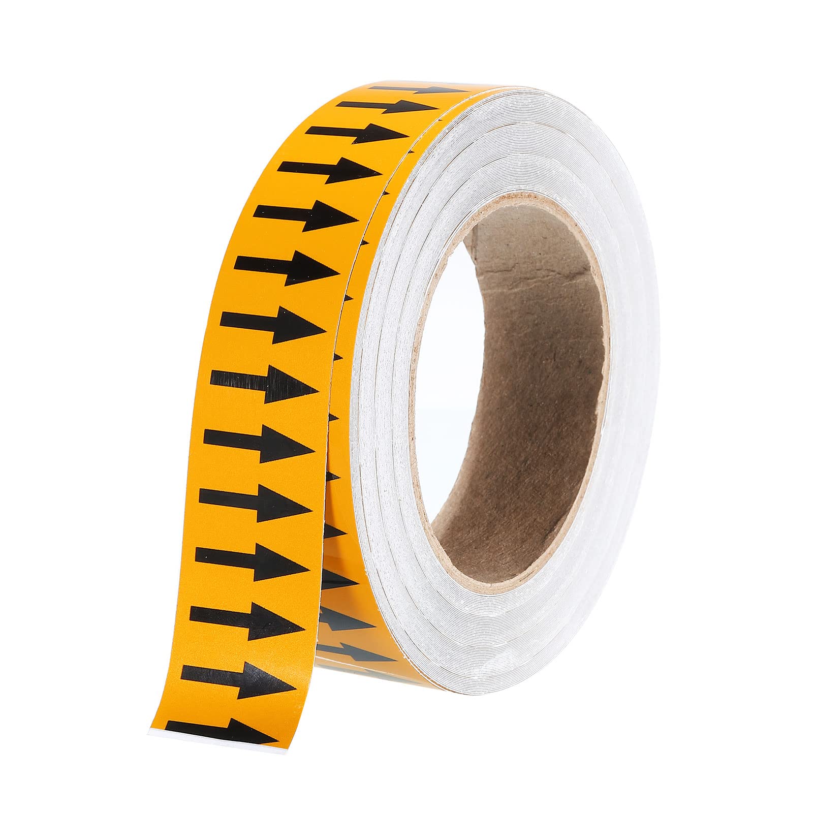 PATIKIL Black on Yellow Color Arrow Tape Vinyl Stickers Arrow Labels 30mm/1.2" for Pipe Markers, 1 Roll