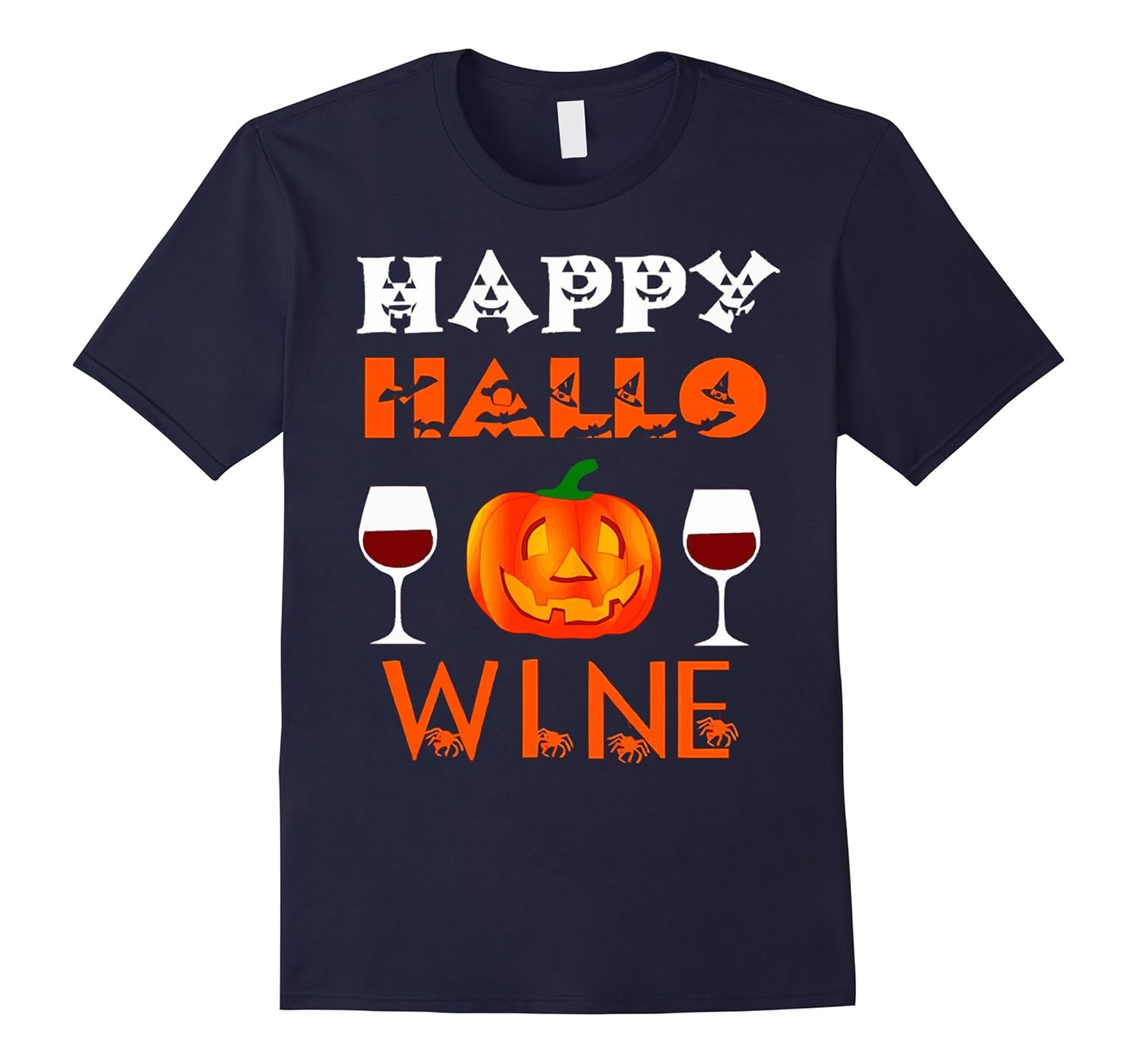 Happy Hallo Wine and Halloween T-Shirt-FL
