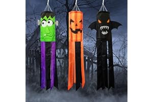 THQZLH Spooktacular Halloween Windsocks - Set of 3 Pumpkin and Ghost Wind Socks for Outdoor Fun!
