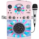 Singing Machine Portable Karaoke Machine for Adults &amp; Kids with Wired Microphone, Rose Gold/Frosted Pink - Built-In Karaoke Speaker, Bluetooth with LED Disco Lights - Karaoke System with CD+G &amp; USB