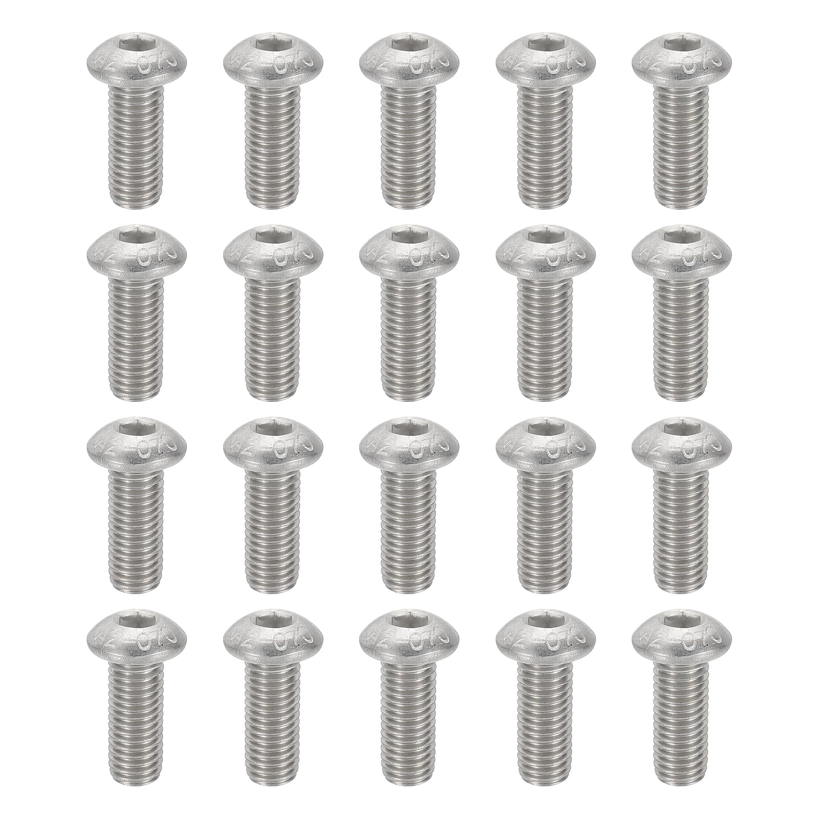 PATIKIL M10-1.5x20mm Button Head Socket Cap Screws, 20 Pcs 304 Stainless Steel 18-8 Hex Socket Cap Screw Bolts Allen Hex Drive Full Machine Thread