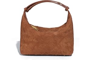 TNDCKP Luxurious Suede Hobo Bag - Women's Woven Leather Shoulder Bag with Spacious Interior