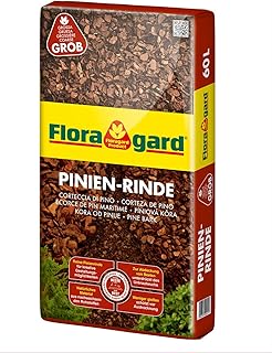 Floragard Mulch Pinienrinde 25-40 mm 60 L • grob • dekorativer Bodenbelag • unterdrückt Unkrautwuchs • naturbelassen • für mediterranes Flair