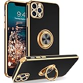 BENTOBEN for iPhone 11 Pro Max Case, Phone Case iPhone 11 ProMax, Slim Fit Kickstand Ring Holder Shockproof Protection Soft TPU Bumper Protective Girls Women Boy iPhone 11 ProMax 6.5 Cover,Black/Gold