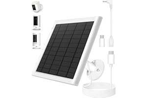 PUUQII 8W Solar Panel for Ring Camera, Solar Panel Charger Compatible with Ring Stick Up Cam/Pro Battery, Spotlight Cam/Pro/Plus Battery, Includes Barrel Plug to USB-C Adapter, IP65 Waterproof, 10ft Cable