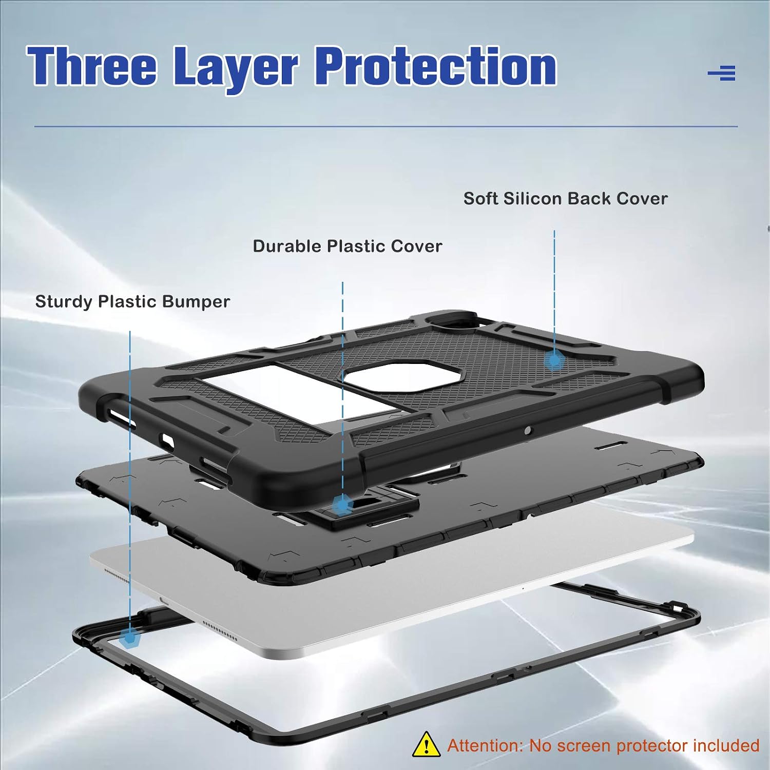 ProCase Rugged Case for iPad Air 11-inch M2 2024 / Air 5 / Air 4 10.9 Heavy Duty Shockproof Case with Pencil Holder Kickstand for iPad Air 5th Gen 2022 / 4th Gen 2020 10.9 inch A2588 A2590 -Black - Image 5