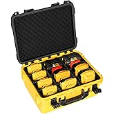 Case for Dewalt 20V Max Battery: Large Waterproof Hard Cases for Dewalt 20V/12V/60V Batteries & Chargers, Organizer Storage Box with 9 Dividers for Milwaukee 1.5/2.0/4.0/5.0/6.0/9.0/12.0Ah (Case Only)