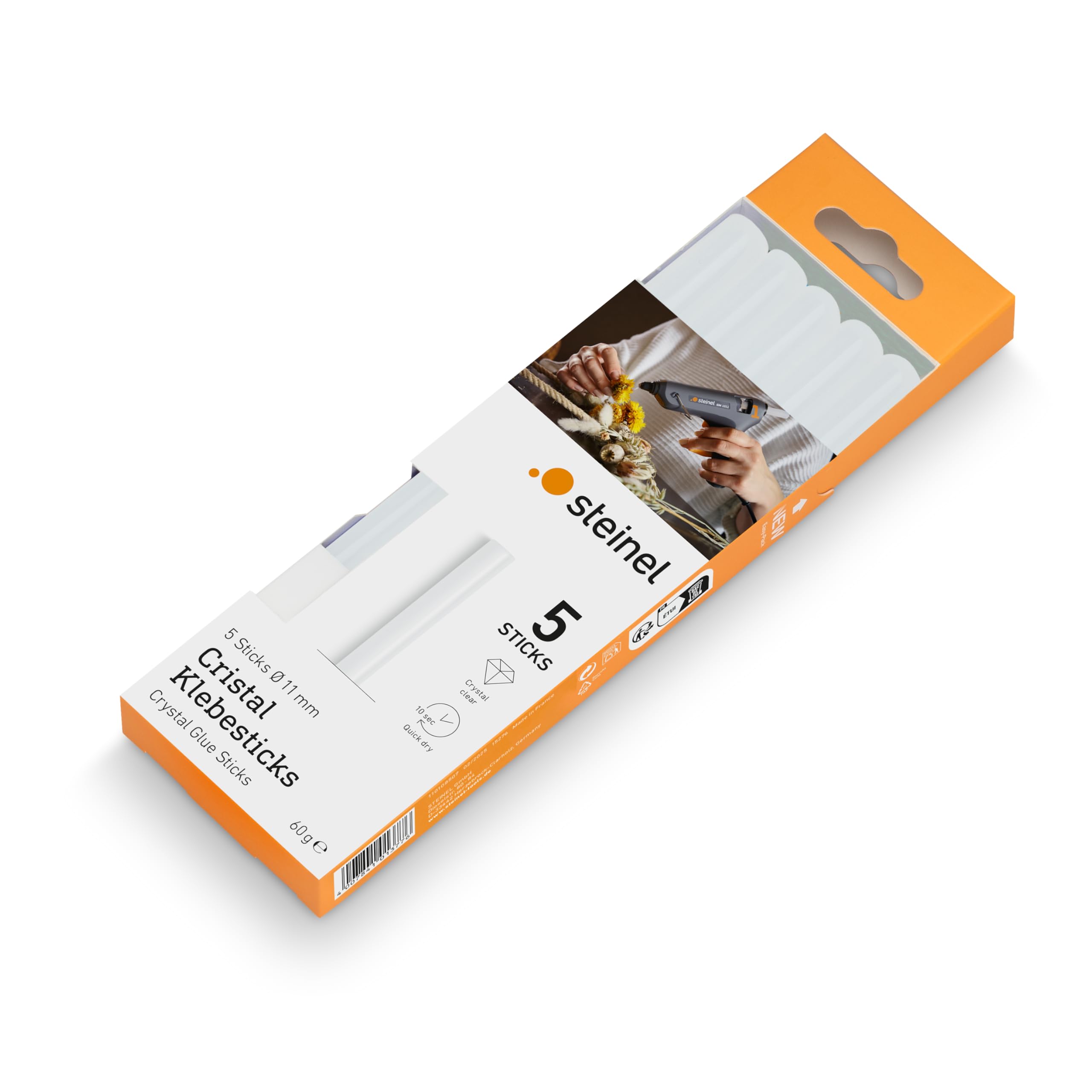Steinel Cristal Sticks, Ø11 mm, Craft Glue, hot melt Adhesive, Transparent, 60 g, 5 pcs, Ø 11 mm