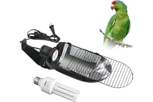 Oiibo Bird Cage Light Fixture Combo Kit, AvianSun Lamp Hood with 2.4% UVB UVA 20W Compact Fluorescent Bulb for All Kinds Captive Birds