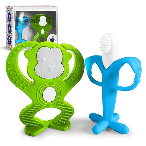 Baby Teething Toys Set Baby Monkey Banana Teether and Toothbrush - Main Image