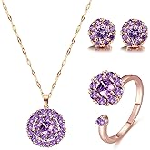 Wovanoo Jewelry Set for Women Rhinestone Open Ring Necklace Earrings Set Cubic Zirconia Bridal Wedding Crystal Jewelry Sets
