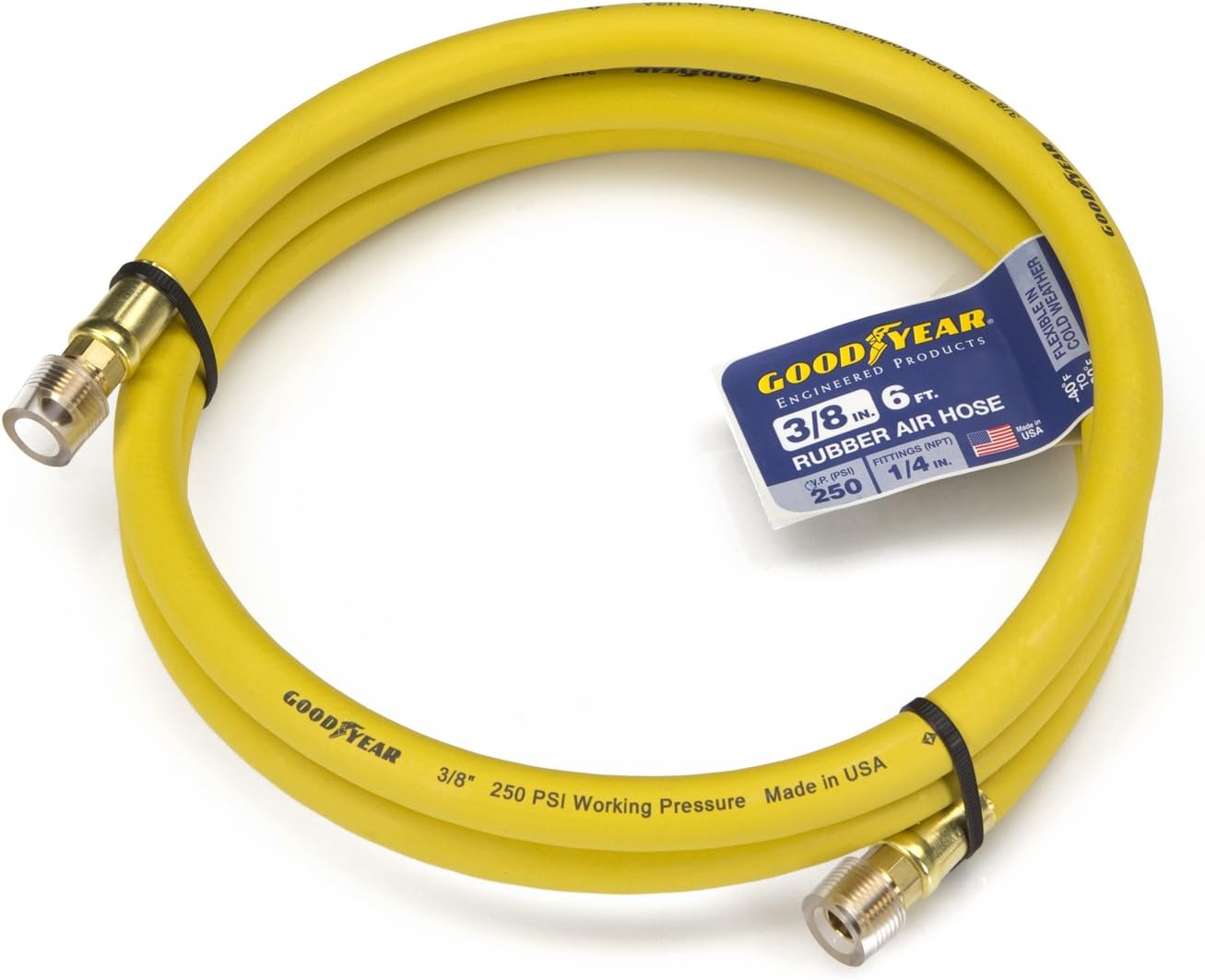 Goodyear 3' x 3/8" Rubber Whip Hose Yellow 250 Psi: Home Improvement