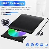 HQU External CD DVD Drive USB 3.0 Type-C Burner Rewriter Player for Laptop Mac view 2