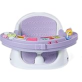 Infantino Music & Lights 3-in-1 Discovery Seat & Booster, Toddler Booster Seat for Dining Table or Kitchen Chair, Baby Activity Center & Snack Tray, Lavender