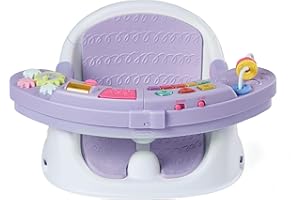 Infantino Music & Lights 3-in-1 Discovery Seat & Booster, Toddler Booster Seat for Dining Table or Kitchen Chair, Baby Activity Center & Snack Tray, Lavender