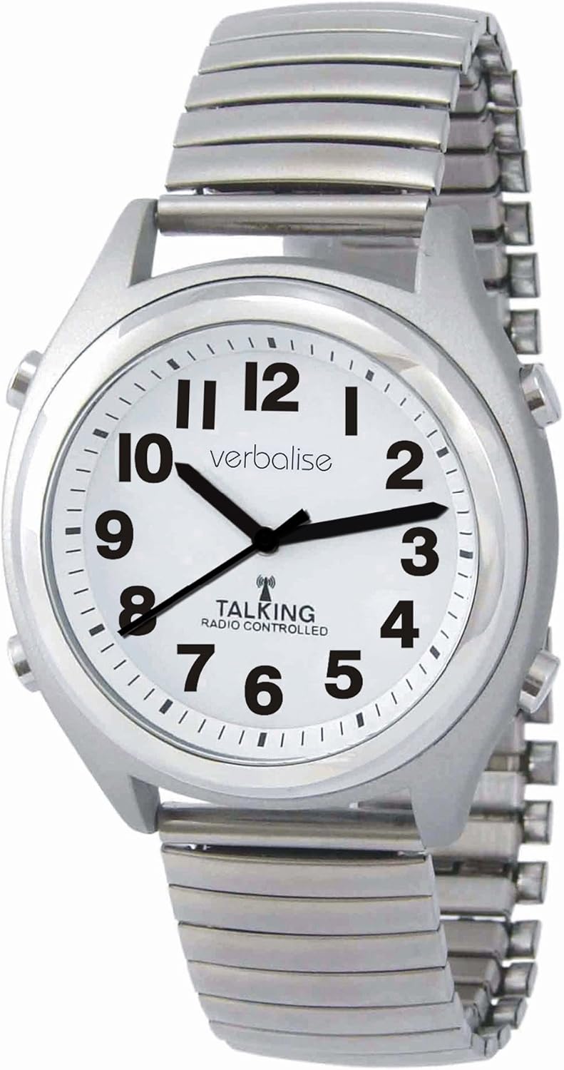 Precision Radiocontrolled Chrome Expanding Bracelet Talking watch