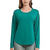 netdraw Women's Ultra Soft Bamboo Viscose Long Sleeve Dolman Shirts, Loose Fit Casual Batwing Lounge Sleep Pajama Tops