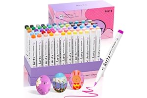 Arrtx Paint Markers Paint Pens 60 Colors, Acrylic Pens for Artists Adults Coloring Drawing Cartoon Anime Comic - Brush Tip for Rock, Wood, Canvas, DIY Crafts Making Art Supplies
