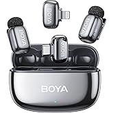 BOYA mini 2 Wireless Microphone for iPhone & Android, AI Noise Cancellation, App Control, Safety Track, 30H Battery Life with Charging Case, Lapel Microphone Wireless for Video Recording Podcast Vlog