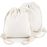 YINGKOR Cotton Canvas Drawstring Backpack Bag Gym Sackpack Sport String Sack Pack Bags pack-2, White