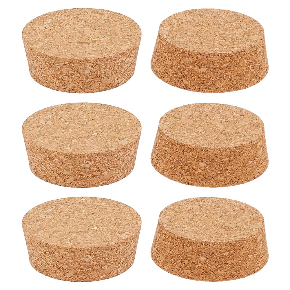 GOMAKERER 6 Pcs Cork Stoppers for Bottles, 5.35-6x2.05cm/2.11-2.36x0.81 Inch Tapered Cork Stoppers Replacement Corks Beverage Stoppers Wine Bottle Corks Lids for Wine Making Craft Beer Bottle
