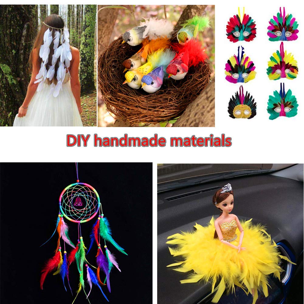 Tukcherry 250Pcs Decor Feathers,Colorful Feathers for DIY Craft Wedding Home Party Decorations