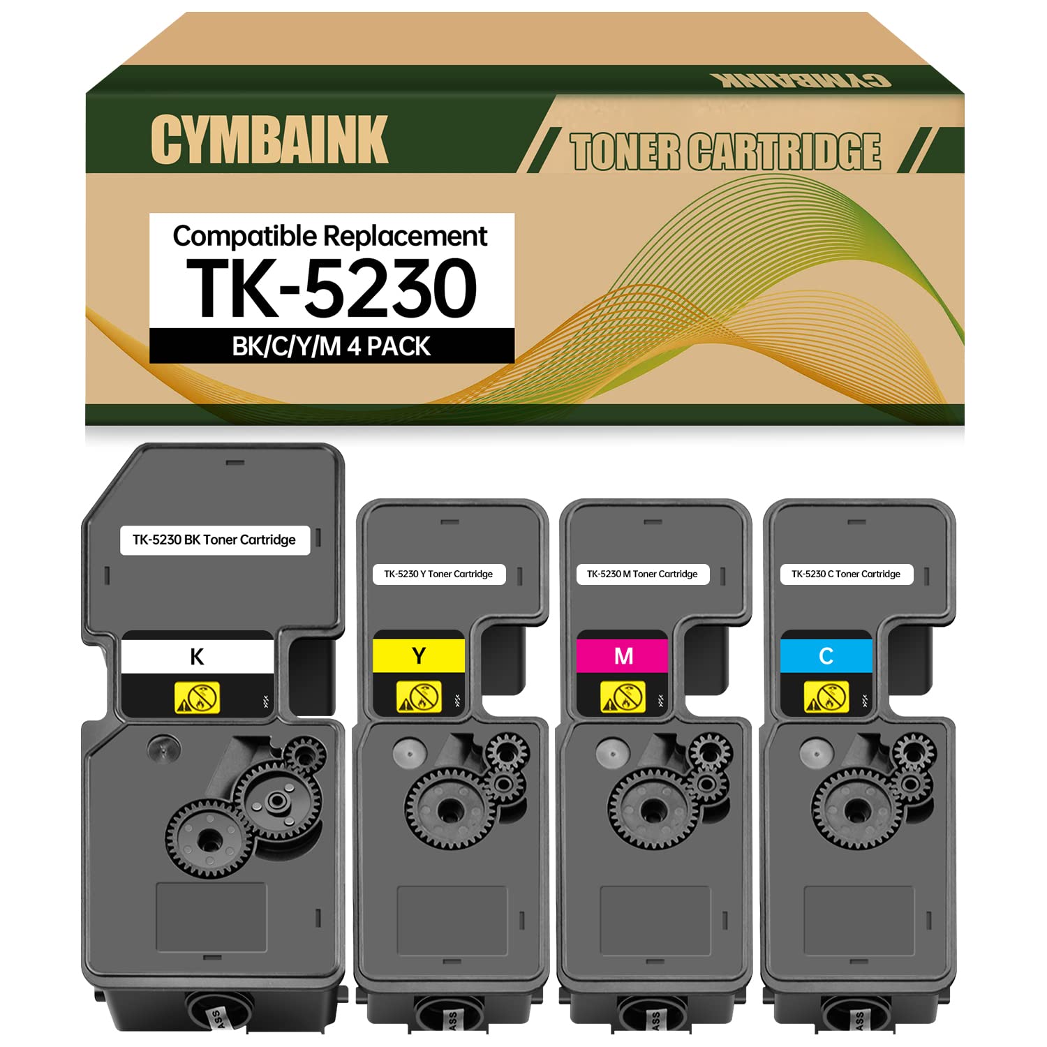 CYMBAINK TK-5230 TK5230BK TK5230C TK5230Y TK5230M NOT OEM Compatible Toner Cartridge Replacement for Kyocera ECOSYS M5521cdn/M5521cdw (black,cyan,yellow,magenta)