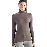 Ciovkis Women's Merino Wool Blend Sweater Turtleneck Rib Slim Fit Long Sleeve First-Line Ready to Wear Seamless Knit Sweater