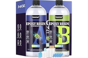 FUHITIM 34OZ Epoxy Resin, Crystal Clear Epoxy Resin Kit, High-Gloss & Bubbles Free Resin and Hardener Kit, Art Resin Casting Resin for Art Crafts, Jewelry Making, Wood & Resin Molds(17OZ x 2)