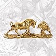 AETVRNI Wall Street Bull and Bear Statue - 4.5 Inch Tall Bull & Bear Statues, Gold Resin Abstract Tabletop Decor for Financial Brokers,Gold