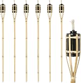 Harbour Housewares 6X Natural Bamboo Garden Torches 113cm Outdoor Lamp Oil