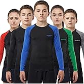Exxact Sports Kids BJJ Rash Guard Long Sleeve, Ranked No Gi Jiu Jitsu Compression Shirt for Boys & Girls for MMA, Wrestling