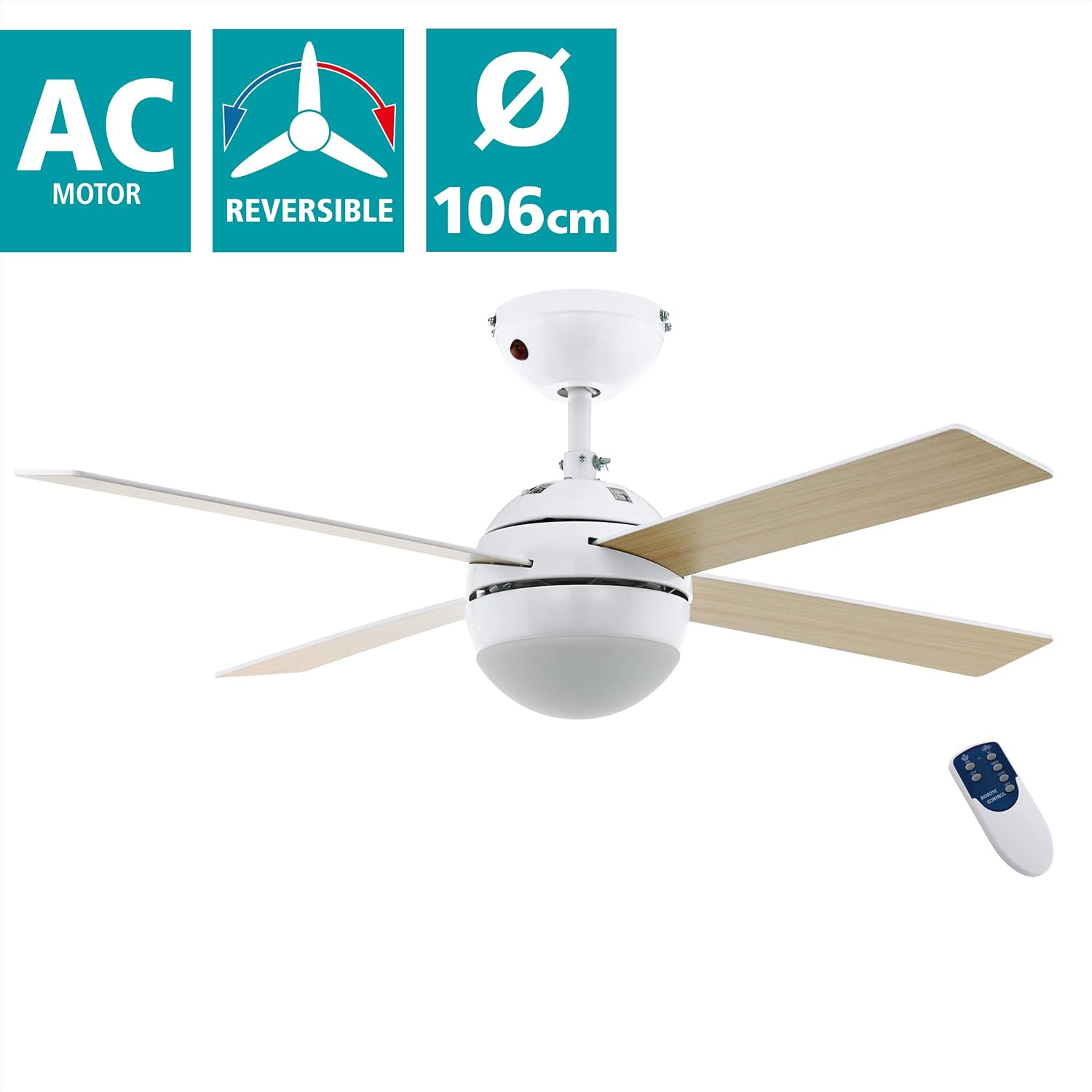EGLO Ceiling Fan, Metal, White - Image 3