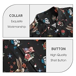 HUGLAZY American Flag Eagle Hawaiian Shirts Short