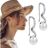 Spiral Threader Earrings for Teen Girls Women, WGXIA Pearl Threader Earrings Sterling Silver Pull Through Drop Dangle Earrings for Girls Trendy