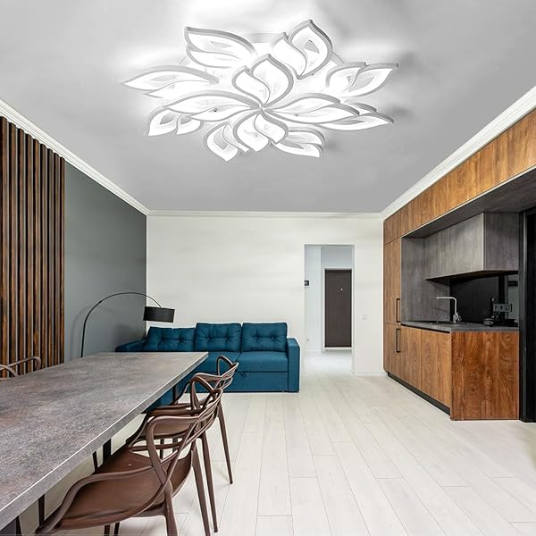 RUTAIDYE MODERN LED CEILING LIGHT FIXTURE FLUSH MOUNT CHANDELIER CEILING LAPM WITH 12-LEAF DIMMABLE REMOTE CONTROL CEILING LIGHTS FOR LIVING ROOM DINING ROOM BEDROOM