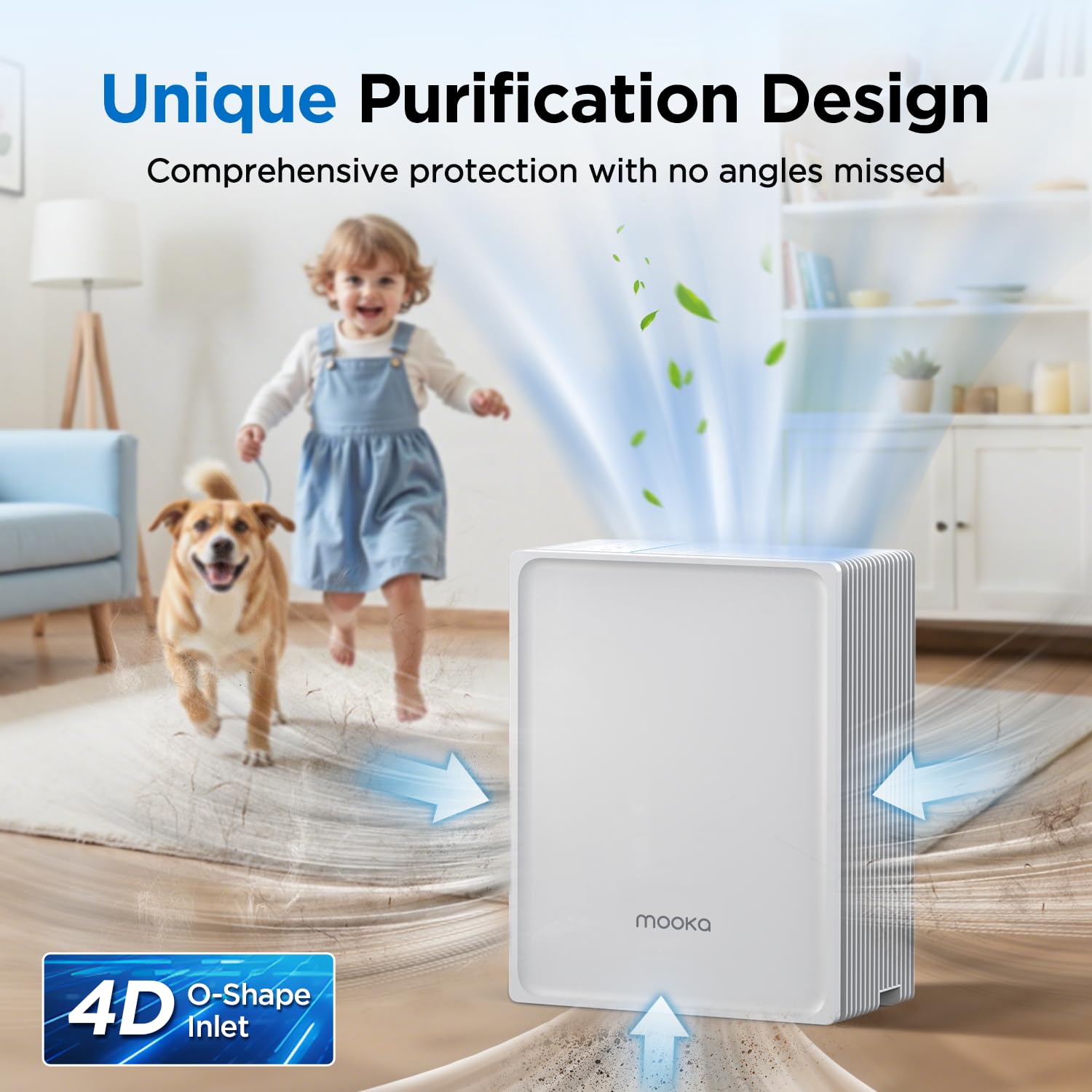 Air Purifiers for Home Large Room Up to 1300 Ft², MOOKA HEPA Air Purifier for Home Pets with Washable Pre-Filter, Fragrance, Air Cleaner for Pet Hair Odor in Bedroom, Dorm Room, Office, White