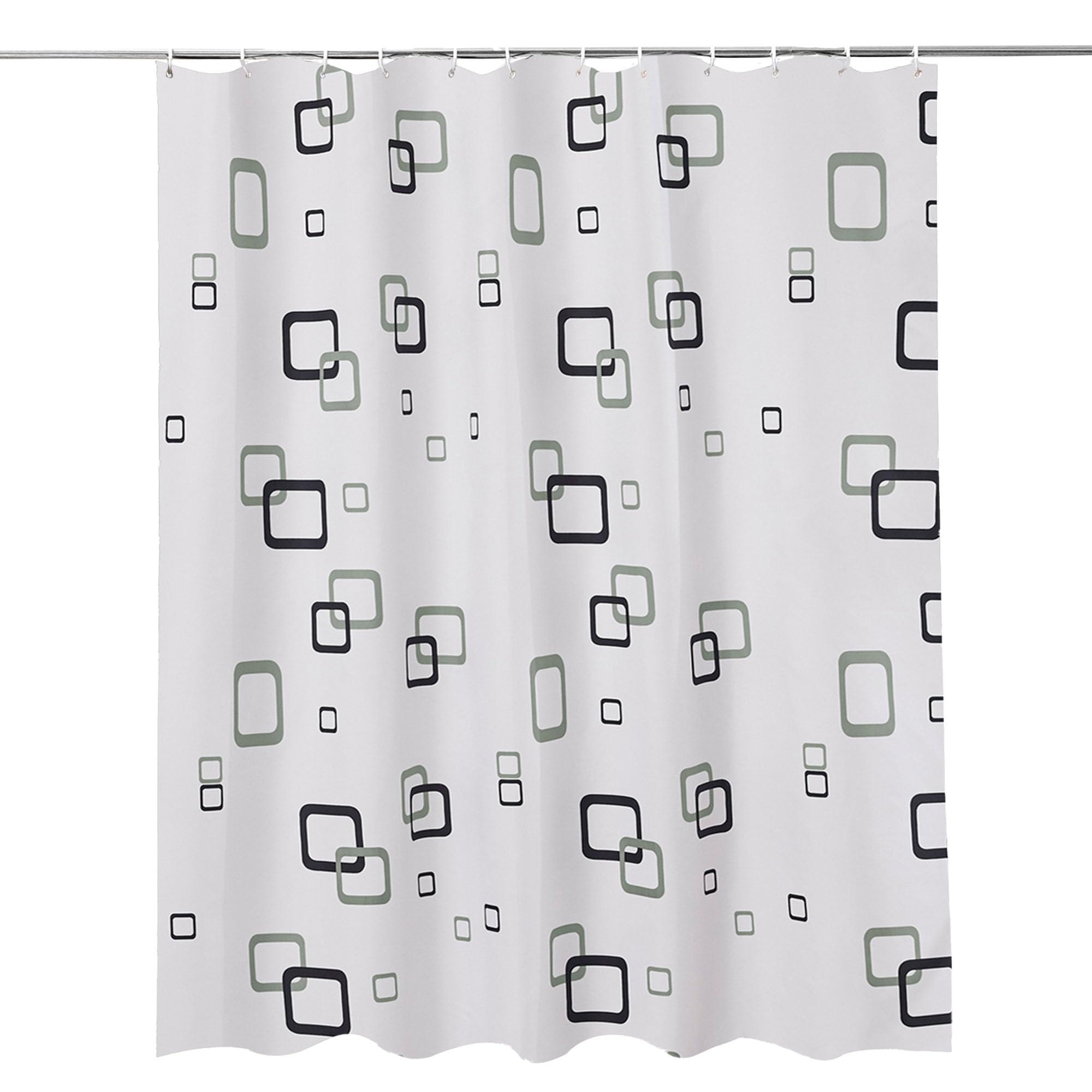 Trimming Shop Geometric Shower Curtain - Polyester Fabric Bathroom Curtain, Waterproof & Mould Resistant, With 12 Hooks, Washable 180x200cm Long Shower Liner, Blackout Design for Stylish Bathroom — image 1