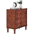 LITTLE TREE Fully Assembled End Table, Narrow Side Table with 3 Drawers, Pre-Assembled Nightstand Slim Bedside Table for Small Spaces, Living Room, Bedroom, Brown