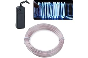 lychee EL Wire Neon Glowing Strobing Electroluminescent Light El Wire for Parties, Halloween Decoration (White, 15ft)