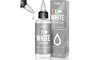LIMINO White Alcohol Ink for Epoxy Resin - 3.5oz/100ml Concentrated White Resin Pigment, Alcohol-Based Ink for Epoxy Resin Painting, Petri Dish Making, Resin Art - Epoxy Dye for Coaster, Yupo, Tumbler Making