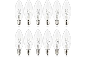 MEQIQTEK Window Candle Light Bulbs - 7 Watt Replacement Bulbs for Electric Candle - E12 Candelabra Light Bulbs - Clear Glass, C26 Shape Light Bulbs (7 watt - Candle Light Bulbs)